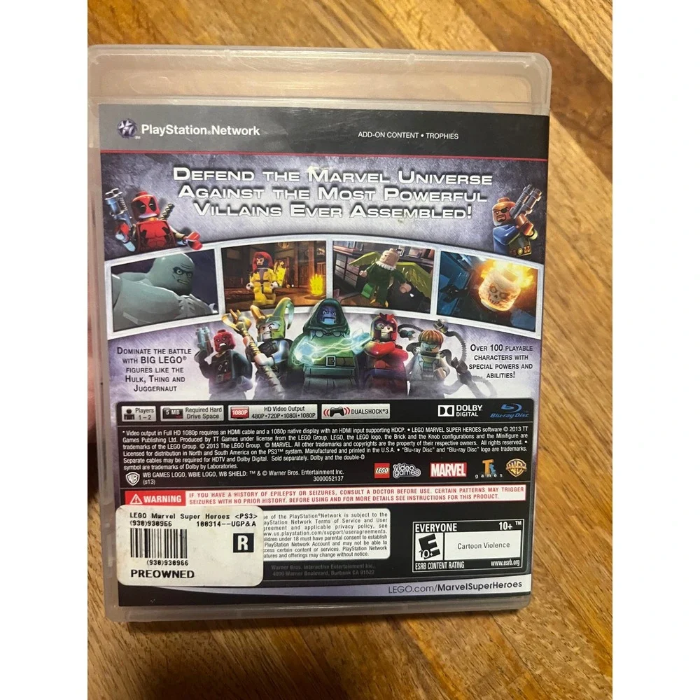 LEGO Marvel Super Heroes Sony PlayStation 3 PS3 Game Disc Case Manual Complete